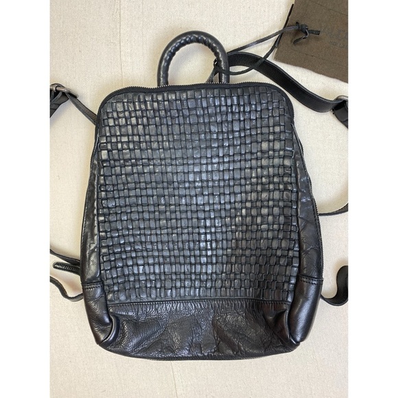 Valencia  Holland Black Woven Basketweave Washed Leather TK48 Backpack main image 9